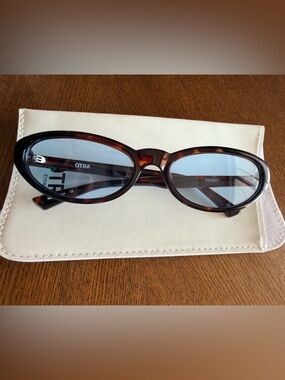 Kenny - Tortoiseshell Sunglasses (Brown Frames, Blue Lenses) From Otra Eyewear